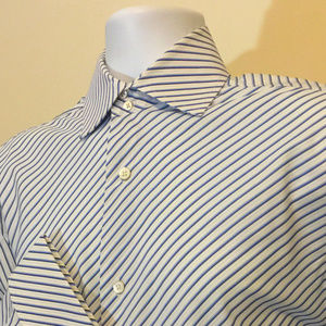 Banana Republic White & Blue French Cuff Shirt